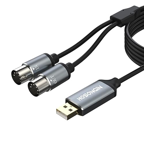 HOSONGIN Cable MIDI a USB de 6 pies, adaptador de interfaz MIDI USB a 5-PIN que conecta con tambor sintetizador de teclado para edición de grabación