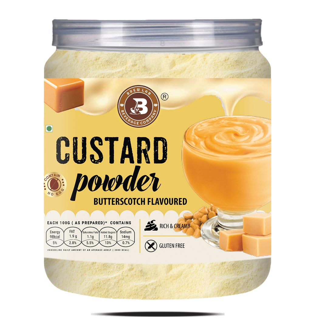 Brew Lab Gluten Free RIch & Creamy Butterscotch Flavor Custard Powder | Good Source Of Energy | 250 g-image-35