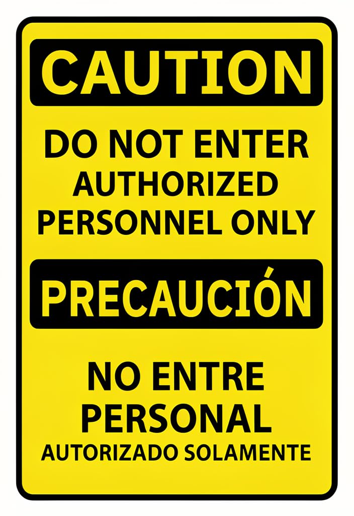 peiyeety Caution DoEnter Authorized Personnel Only Tin Sign 12x8 Inch, Bilingual English Spanish Metal Warning Plaque, Yellow/Black Safety Notice Wall Decor for Door, Garage, Shop, Warehouse