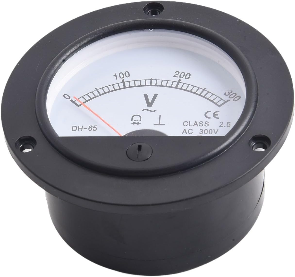 AC Analog Voltmeter 0-300V 50/60Hz 2.5 Accuracy Class Round Panel Meter with Pointer Type Display for Industrial and Power Equipment, 65.5mm