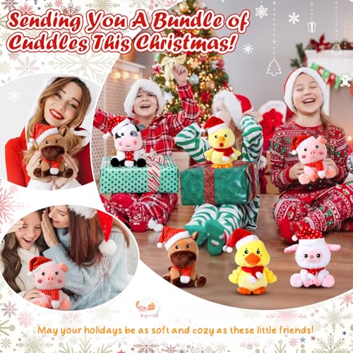 Image of RoundFunny 6 Pcs Christmas in July Farm Animals Toys 7 inch Stuffed Animals Set