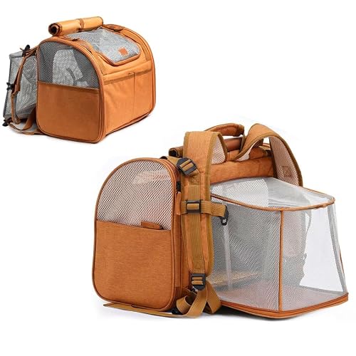 Large Cat Backpack Carrier Expandable Pet Carrier Backpack for Small Dogs Medium Cats Fit Up to 20lb, Foldable Puppy Backpack for Travel, Hiking