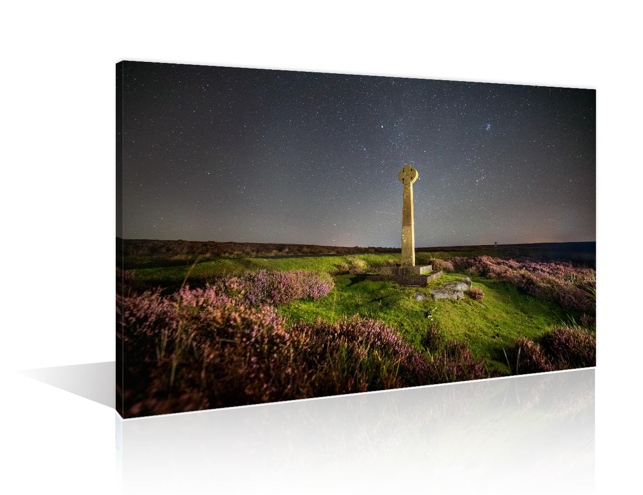 TISHIRON 1 Panel Milky Way Canvas Wall Art Cross at North York Moors Rosedale UK Pictures Wall Decor for Living Room Cityscape Wall Decor for Bedroom Framed Ready to Hang (12''Wx 18''H) โ image 1