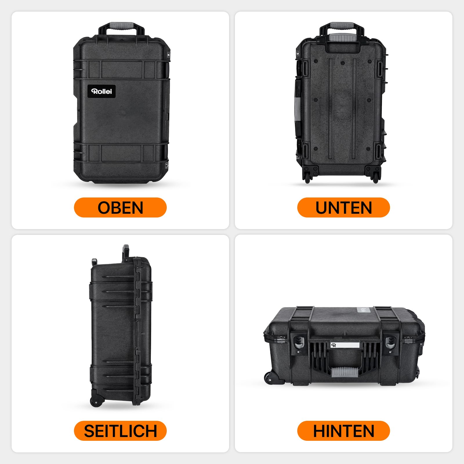 Rollei Kamera Koffer Trolley, Extrem Robuster Bruchsicherer & Wasserdichter Groß Fotokoffer mit Rollen, Outdoor Camera Suitcase Automatischer Druckregulation & Diebstahlschutz, Kamera-Koffer-Trolley