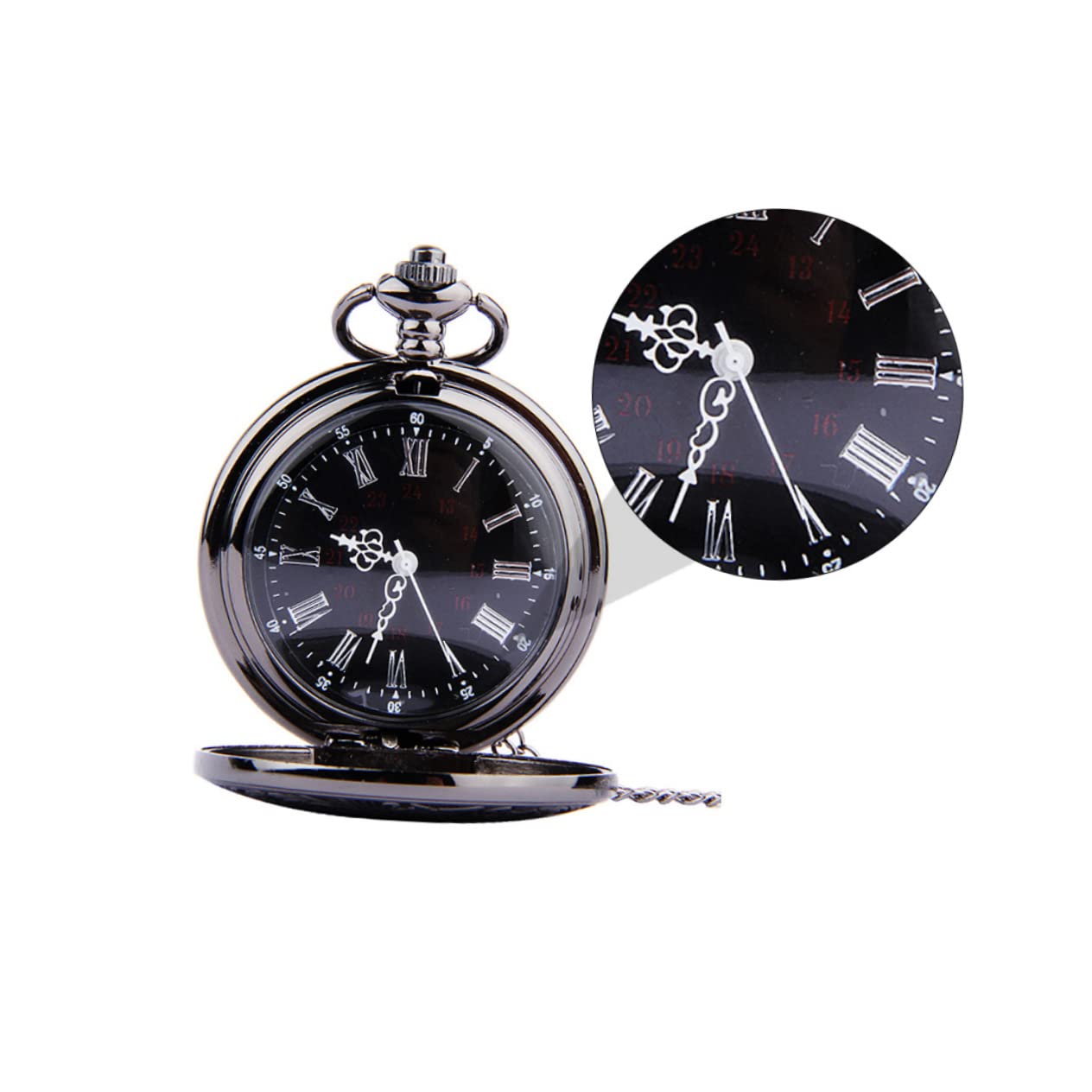 PACKOVE 1Pc Retro Classic Dual Display Pocket Watch with Roman Arabic Numerals Vintage Steampunk Design with Thin Chain for Friends Family