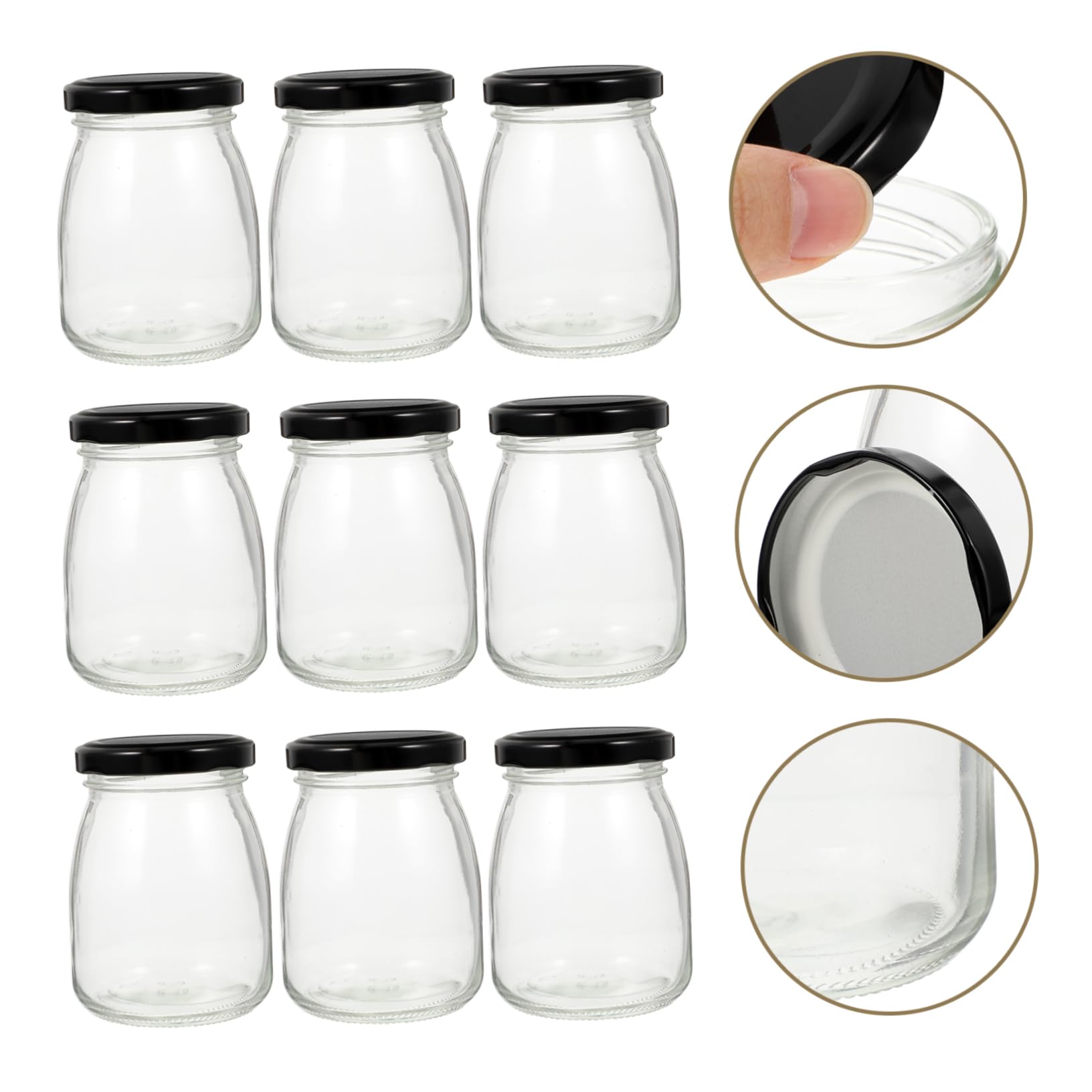 MAGICLULU 10pièces Pot à Yaourt Verre avec Couvercle Hermétique Boîte de Conservation pour Céréales Thé et Bonbons
