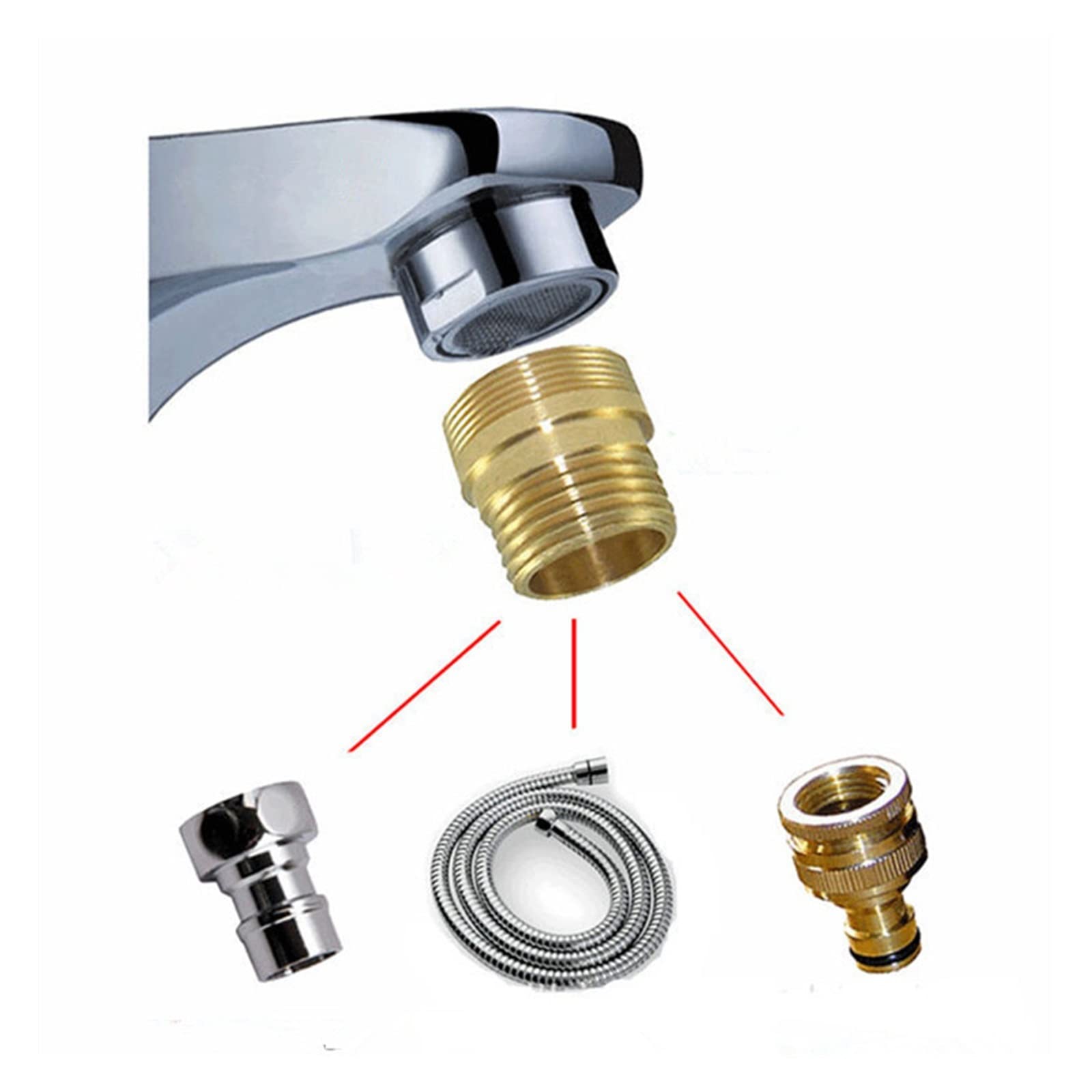 resistir extremos de alta presión y temperatura 5 uds adaptador de grifo de jardín M22 hembra M24 rosca macho a 1/2 "macho grifo de agua accesorios de tubería conector de latón ( Color : Photo )