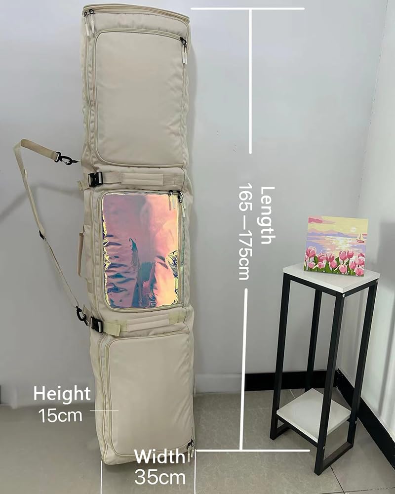 Rolling Ski -Rucksack, Mobiler Snowboardbeutel Für Flugreisen, Tragbarer Gepolsterter Snowboardbeutel, Großer Kapazität Wasserfestem Snowboard -Rucksack Mit Rädern