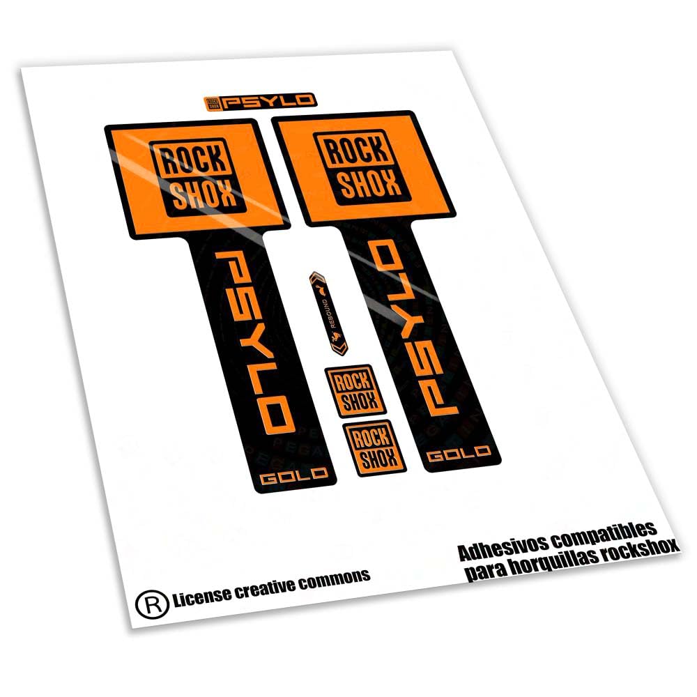 REF:VP651 Stickers compatible with fork ROCK-SHOX PSYLO GOLD 2025 MTB, stickers, stickers, vinyls for mountain bikes. (ORANGE)