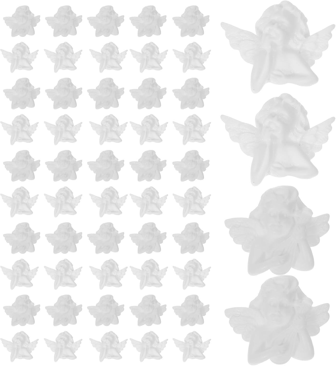 Angoily 100pcs White Baroque Mini Flatback Resin Angel Charms for DIY Phone Case Embellishments and Wedding Table Scatter Decorations Craft Accessories