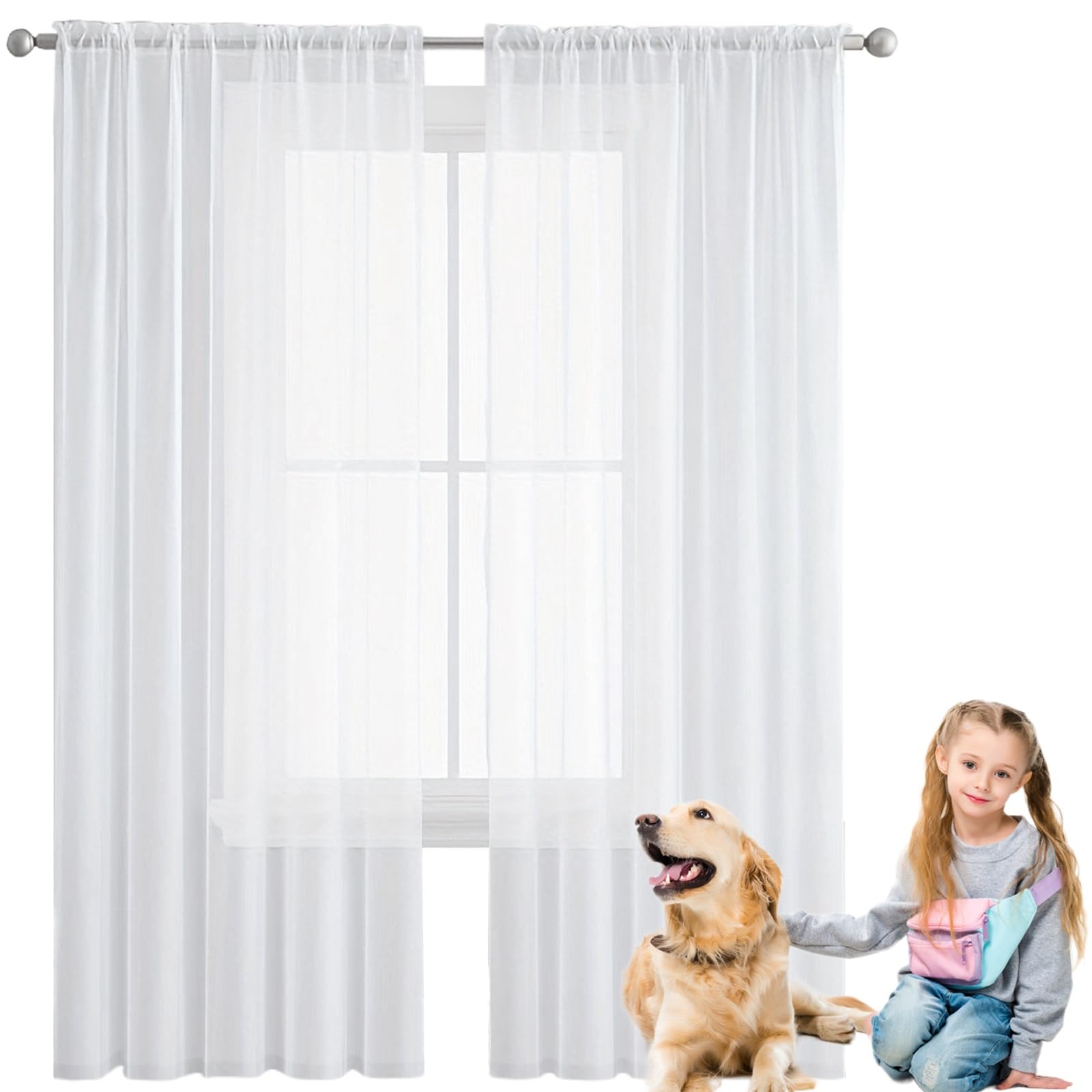 Rideau voile moderne blanc 225x200cm voilage salon chambre adulte lin