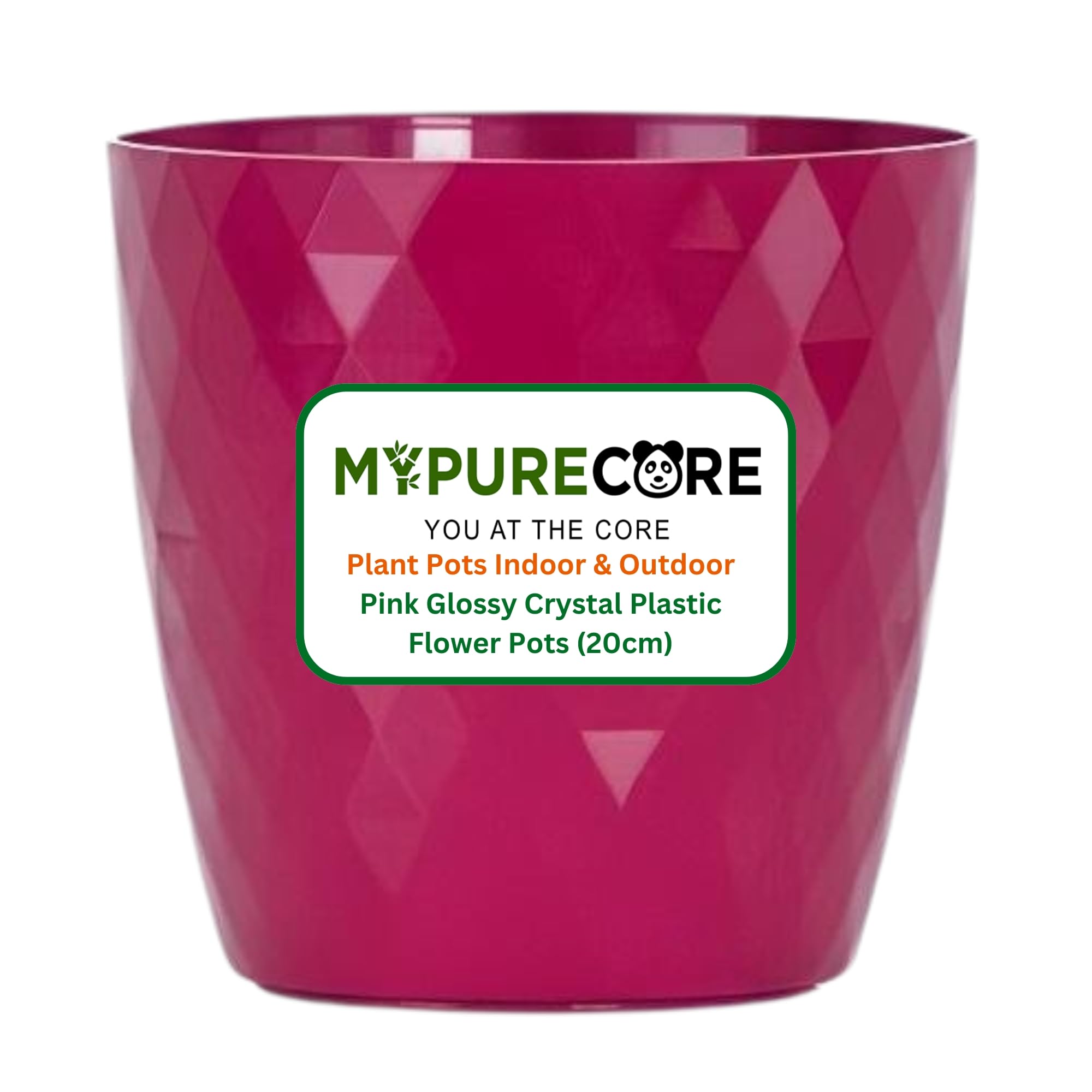 Mypurecore You At The Core Pink Mypurecore Plant Pots Indoor 20Cm – Stylish Decorative Plastic Flower Pot With Glossy Crystal Surface – Durable Indoor & Outdoor Planter For House Plants, Herbs (, 20 Cm)