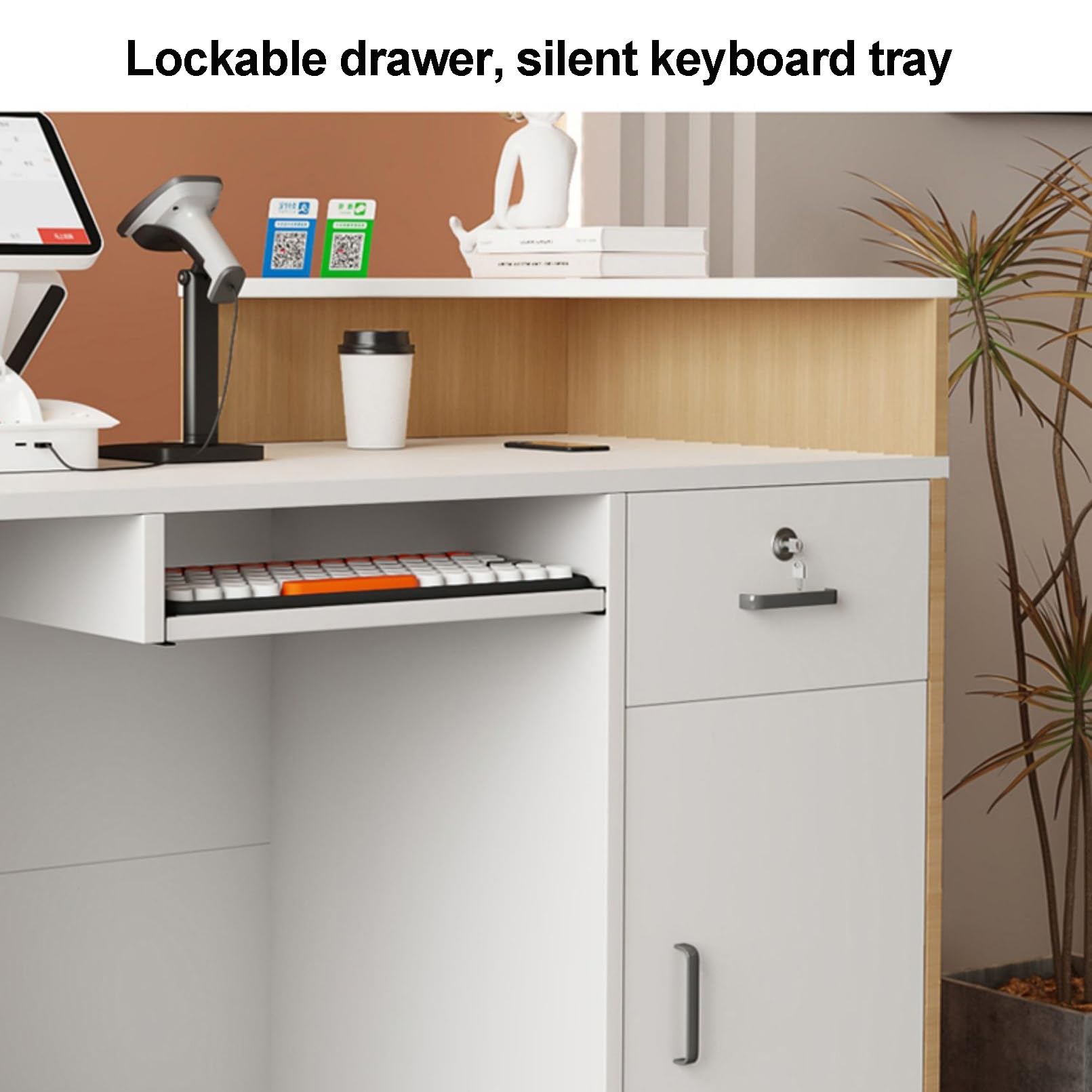 Comptoir De Réception Moderne Avec Tiroirs – Bureau Caisse Pour Magasin, Salon, Bureau (130x50x105 Cm)