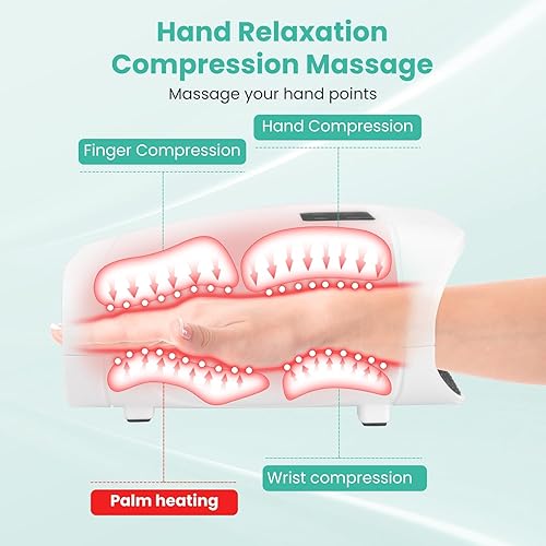 Miniatura 3 de JQX Masajeador de manos inalámbrico con calefacción para artritis y alivio del túnel carpiano, terapia de compresión de 3 niveles con presión de