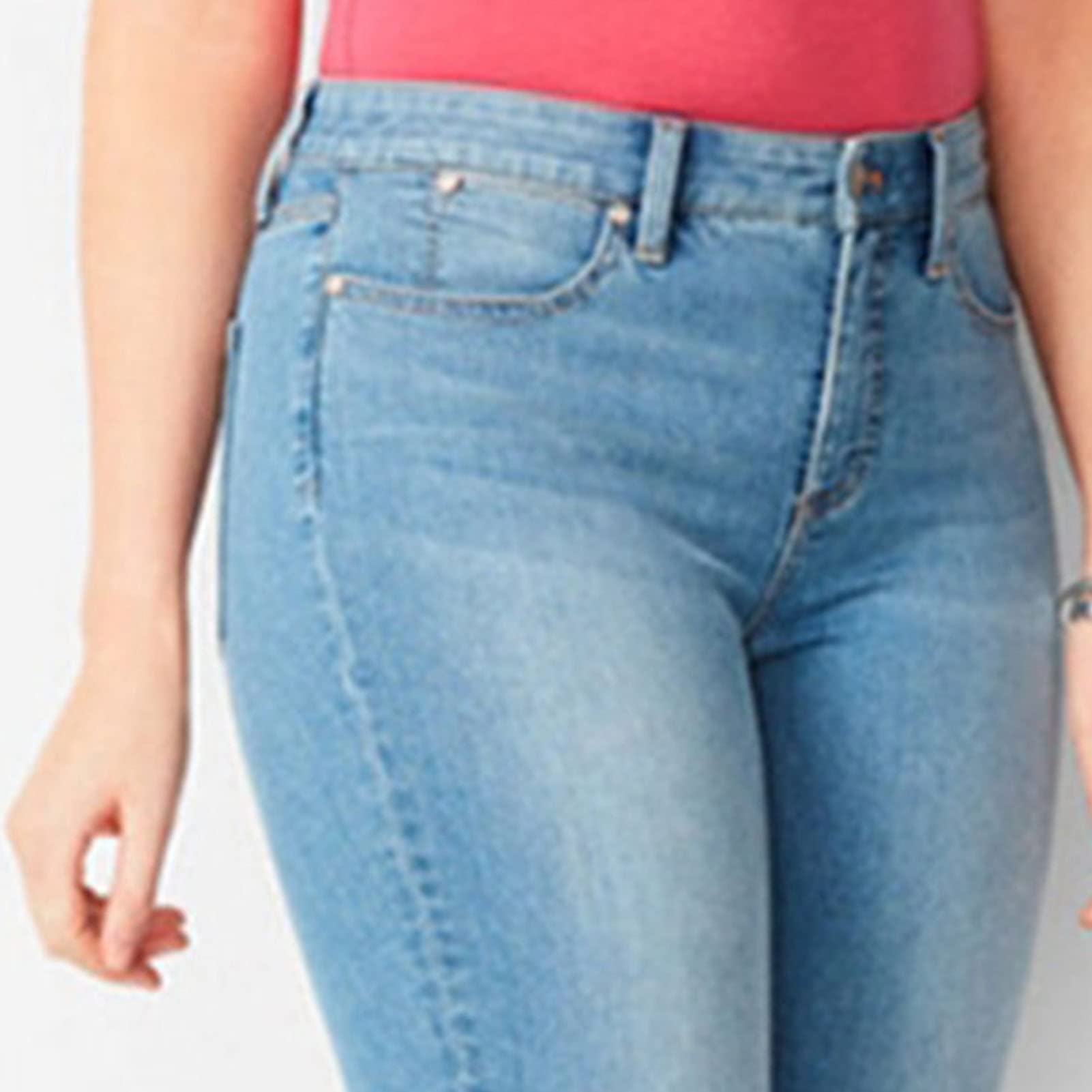 Maiyifu-GJ Women's Mid-Rise Casual 3/4 Jeans Stretch Slim Fit Cropped Denim Pants Slimming Jean Trousers Sweatpants (Light Blue,Medium)