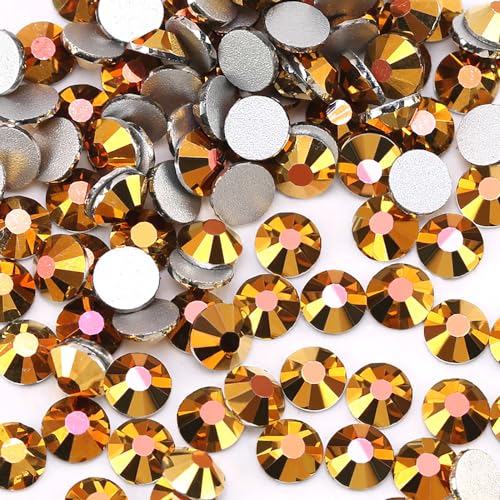 Image of Glue Fix Crystal Flatback Rhinestones Glass Diamantes Gems for Crafting Nail Art Crafts Decorations Clothes Shoes 2.4mm (ss8 2880pcs, Gold Hematite)