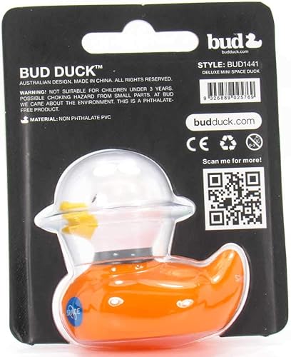 Miniatura 6 de Juguete de baño de pato de goma Space (mini) de Bud Duck | Elegante embalaje de regalo – Una pequeña aleta para pato, una camilla gigante para la