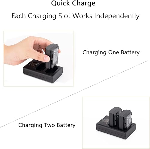 Miniatura 2 de Cargador de batería NP-FZ100, cargador de batería para cámara PHOLSY NP-FZ100, cargador USB dual BC-QZ1 para batería NP-FZ100 compatible con cámara