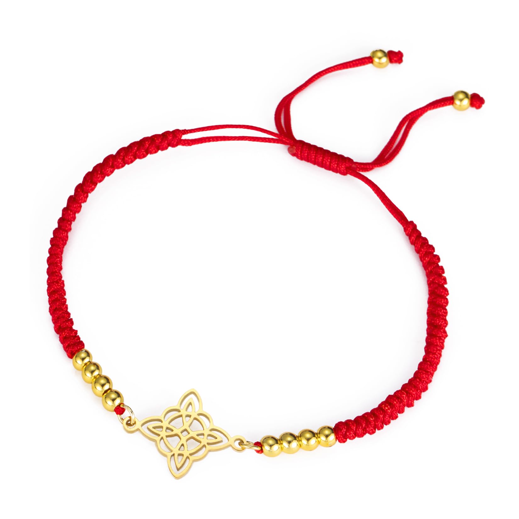 Witch Knot Bracelet Irish Trinity Celtic Knot Bracelet Handmade Braided Rope Lucky Red String Bracelet Adjustable Beaded Couple Triquetra Wiccan Amulet Jewelry