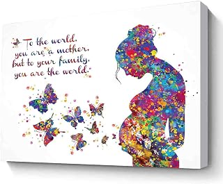 Small Watercolor Art, Pregnant Woman Quote, Butterfly Obstetrician Nursing Baby Shower New Mum Art, Mother Midwife Gift - 16"X20" Canvas Print With Frame