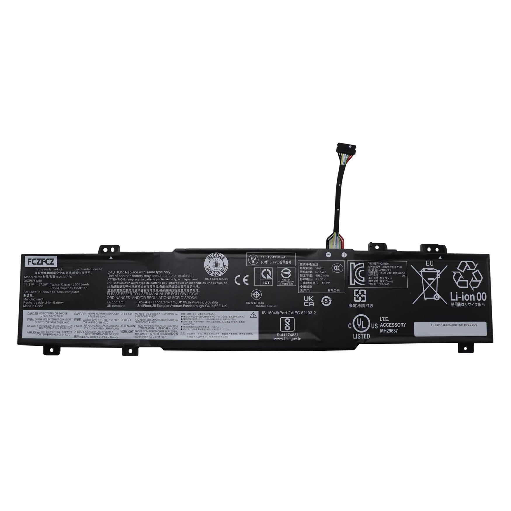 FCZFCZ L24B3PF0 Laptop Battery 57.5Wh 5085mAh Replacement
