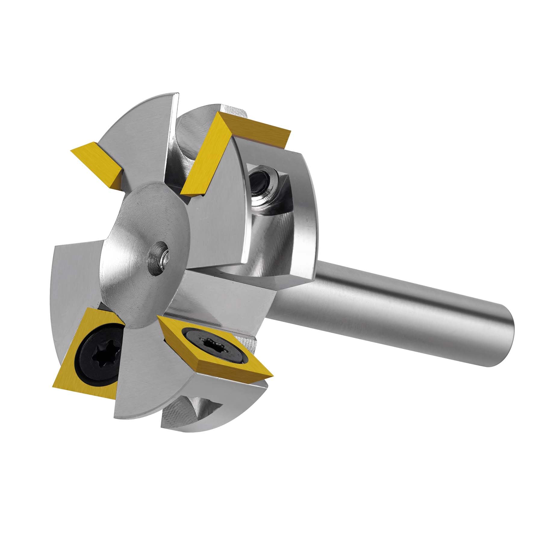 SpeTool Niklowany frez czołowy 8 mm, trzonek 40 mm, frez czołowy do frezarki górnowrzecionowej, płyty dwustronne, 4 flety, frez czołowy CNC do drewna z powłoką ATS