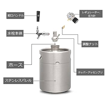 HENDRIX ステンレスビールタンク　1.8L樽 HENDRIX ステンレスビールタンク 1.8L樽