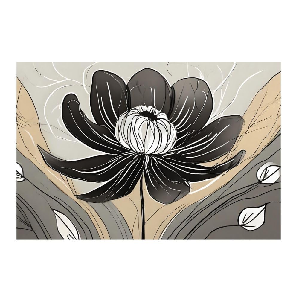 Tableau mural fleur noire GAEKKO pour une décoration de salon zen - 7