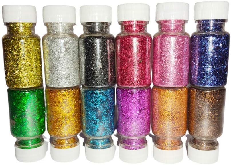 Glitter Powder for Arts & Crafts, Scrapbooking, Paper Decorations and Other Activities, Kirkiri/dust (10 Assorted Colour of 15 Gm Each)