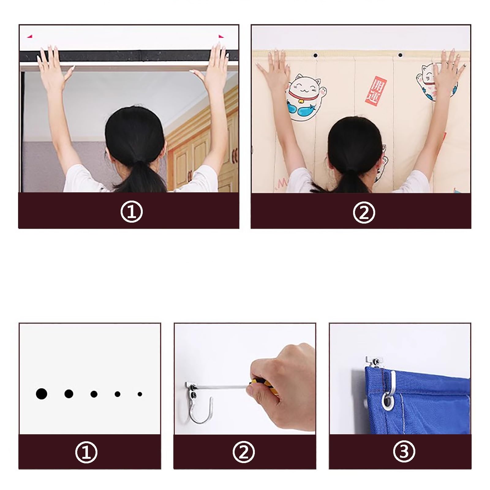 Rideau de Porte Isolant Thermique, Rideaux Occultant, Rideaux Thermiques, Isolation Thermique Épaisse, Coupe-vent, Insonorisée et Résistante À L'usure, Adaptée À un Usage Domestique et Commercial(Brow