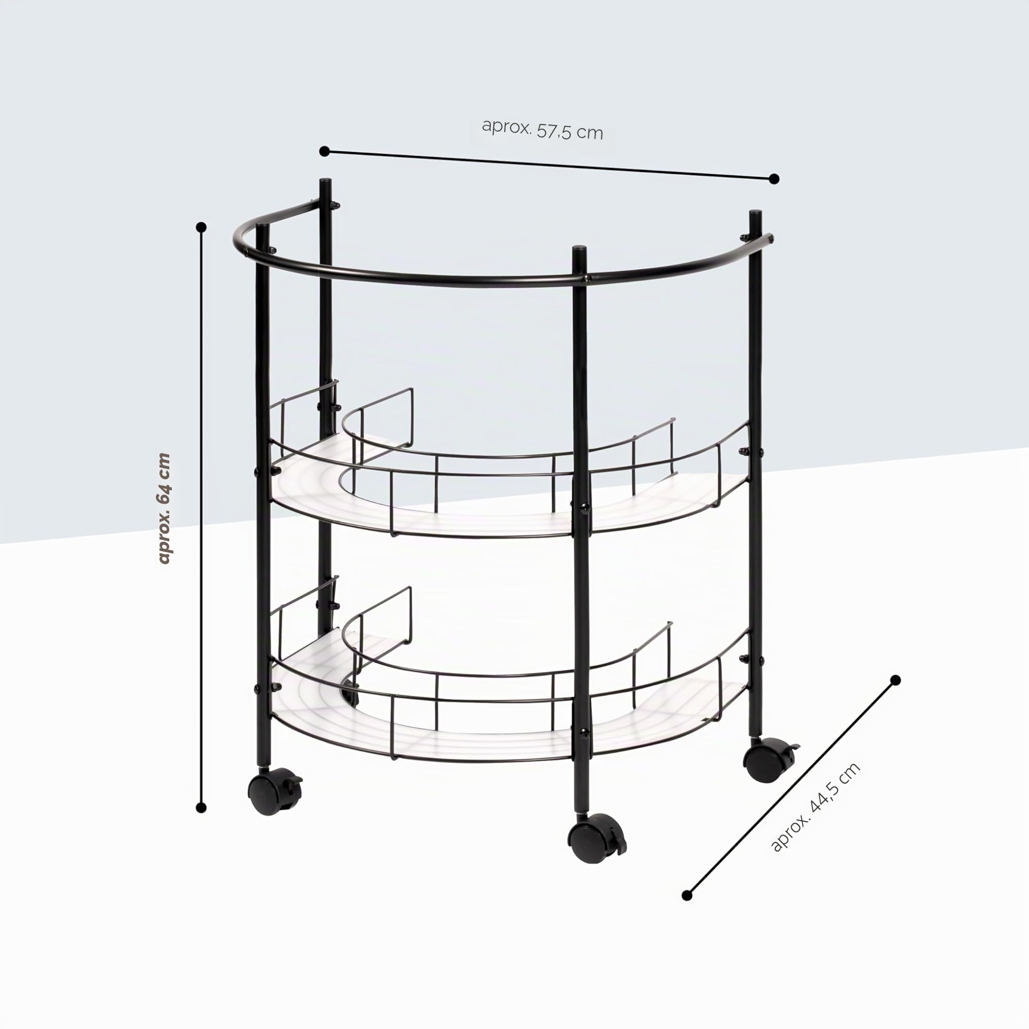 eluno Estantería inferior para lavabo con 2 estantes y 4 ruedas con bloqueo, ideal como toallero, armario para debajo del lavabo para utensilios de baño, de metal negro