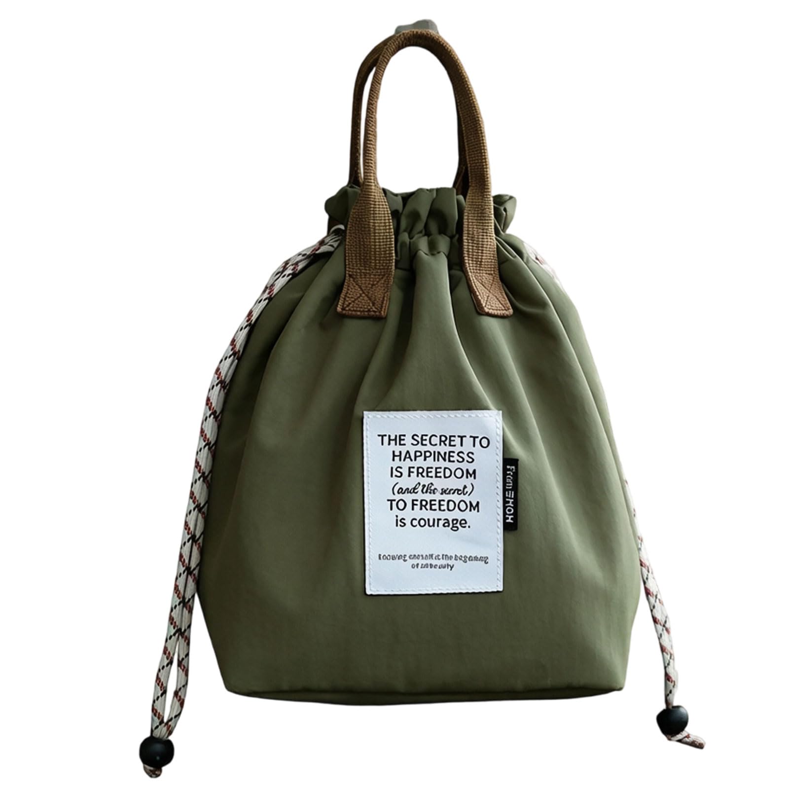 Pangboer Pine Green Insulated Lunch Bag Polyester Drawstring Tote Top Handles Meal Organizer For Work Meals School Routines Daily Use Top Handle Lunch Bag
