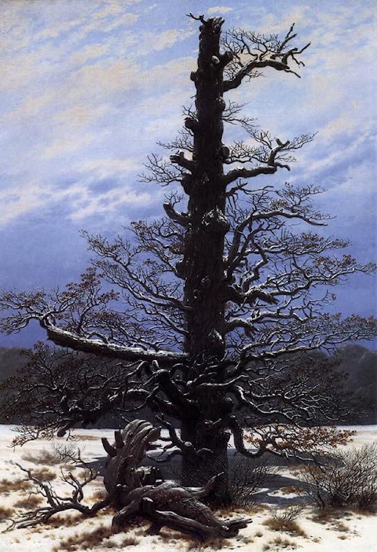 Impression sur toile le chêne dans la neige de Caspar David Friedrich haute définition