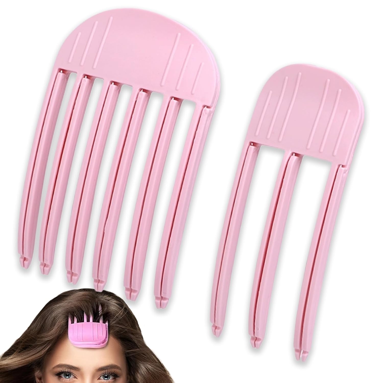2 Piece Wind Shape Comb Set for Fluffy Bangs, Traceless Hair Root Lifting Clips, 3/6 Teeth, No Wrinkles, Hair Volume Clip, Quick High Crown, Hair Styling Tools for All Hair Types