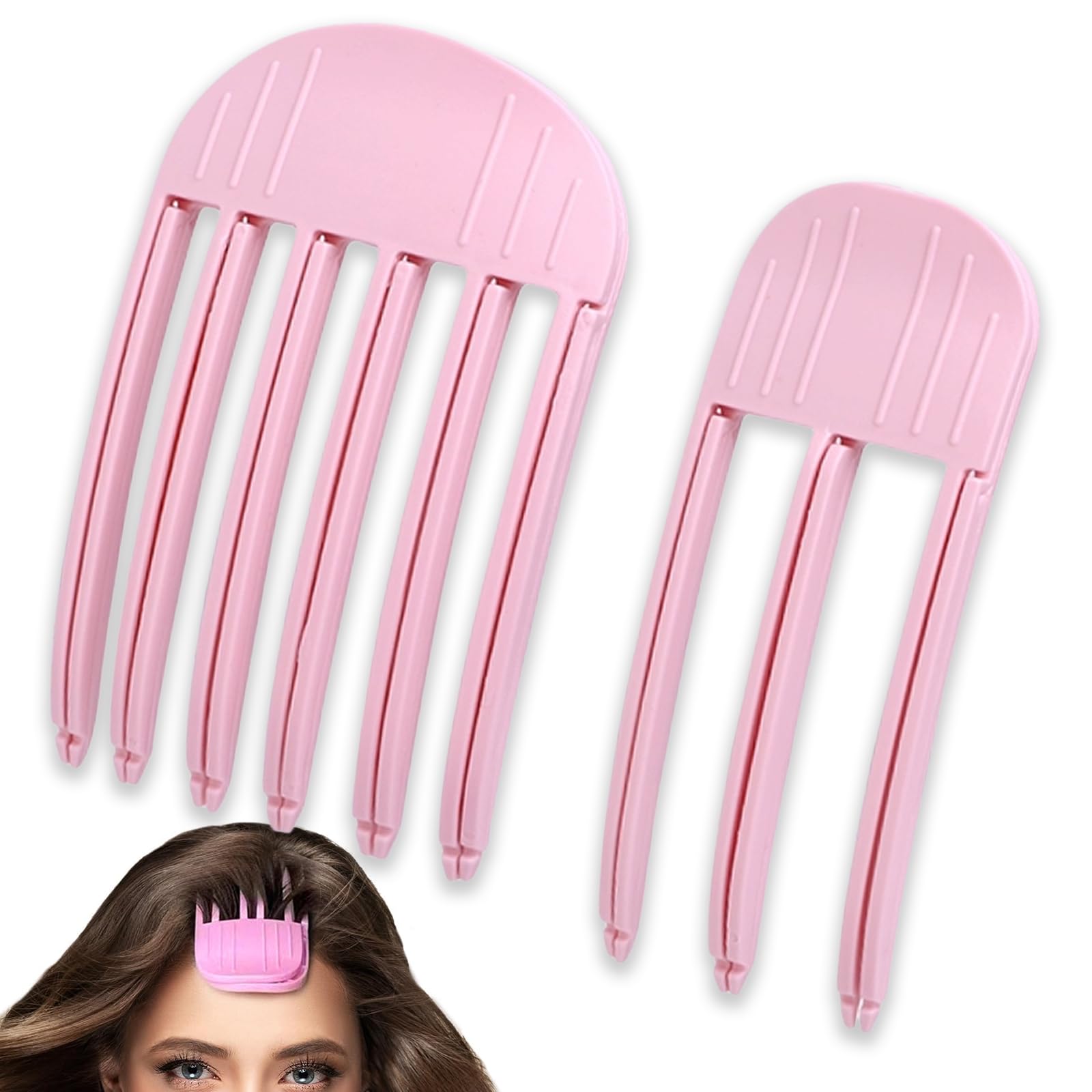 NICECONE 2 Pcs Wind Shaping Styling Comb Set for Fluffy Bangs No-Trace Hair Root Lifting Clips 3/6 Teeth No Crease Hair Volume Clip Quick High Crown Hair Styling Tools for All Hair Types