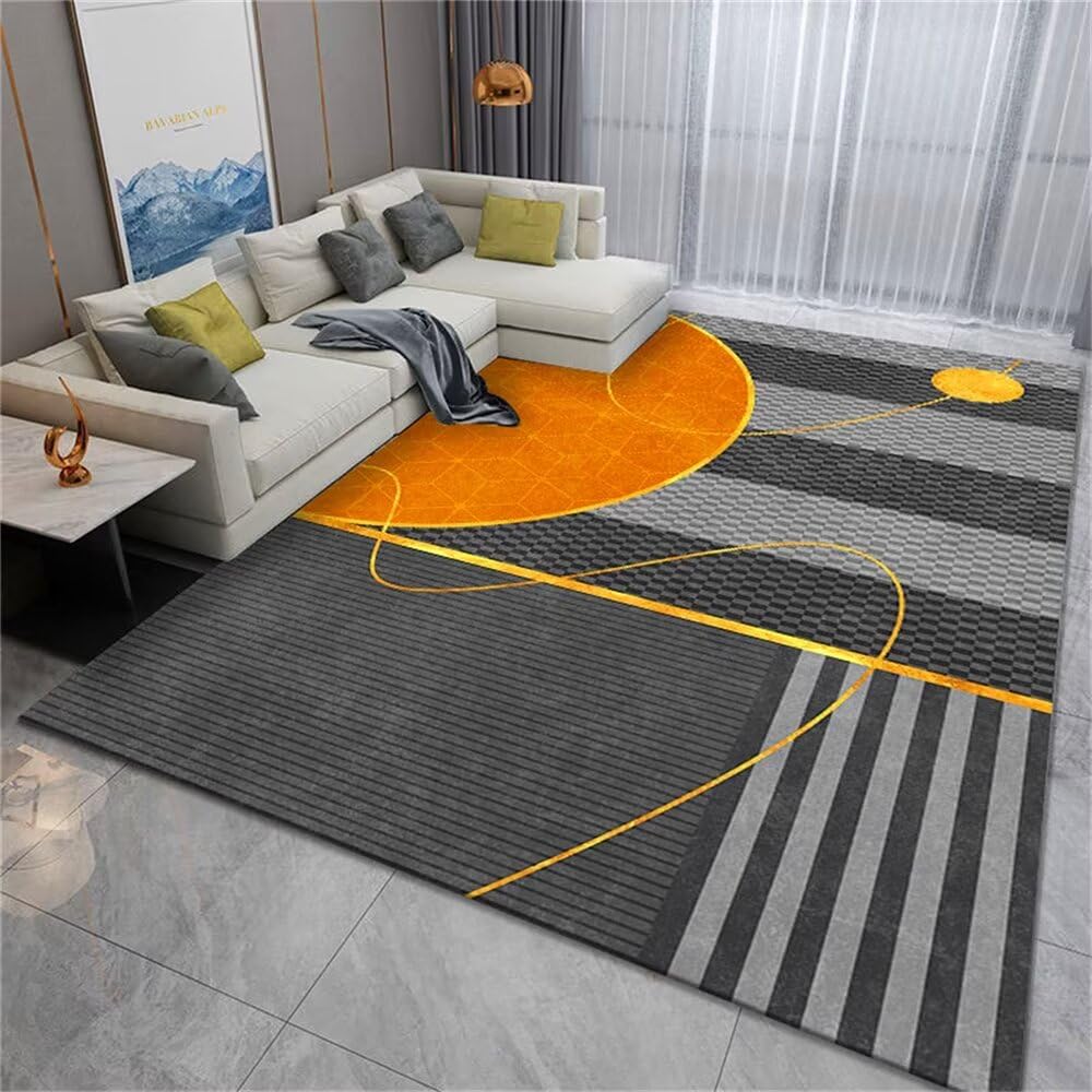 Tapis shaggy noir facile à entretenir 140x200 anti-tache pour chambre et salon