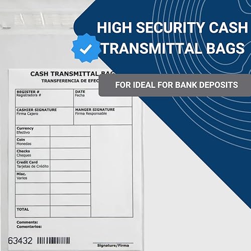 Miniatura 9 de USPACKSMART - Bolsas de plástico transparente de 10 correas para transmisión de efectivo, 8.5 x 8 pulgadas, sobres seguros de depósito bancario para