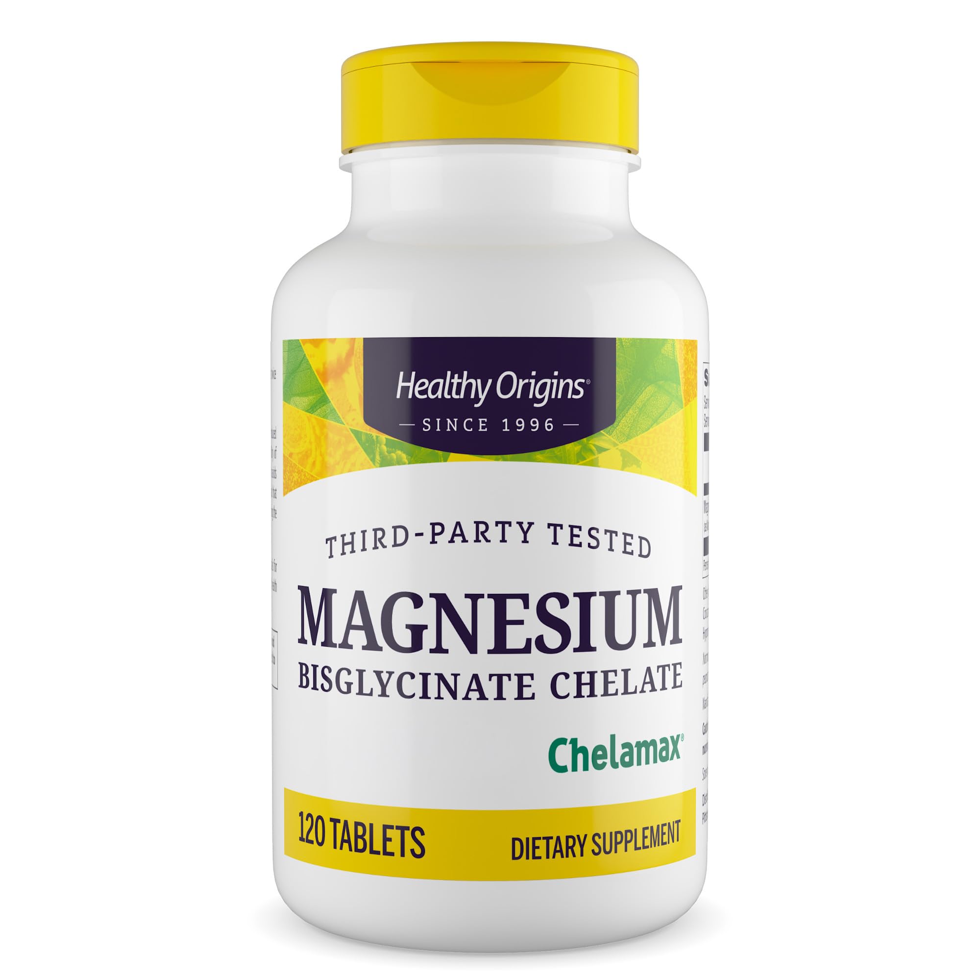 Healthy Origins, Magnesiumbisglycinat, 200mg de Magnésium, 120 Comprimés végétaliens, Végétarien, Sans Gluten, Sans Soja, Sans OGM