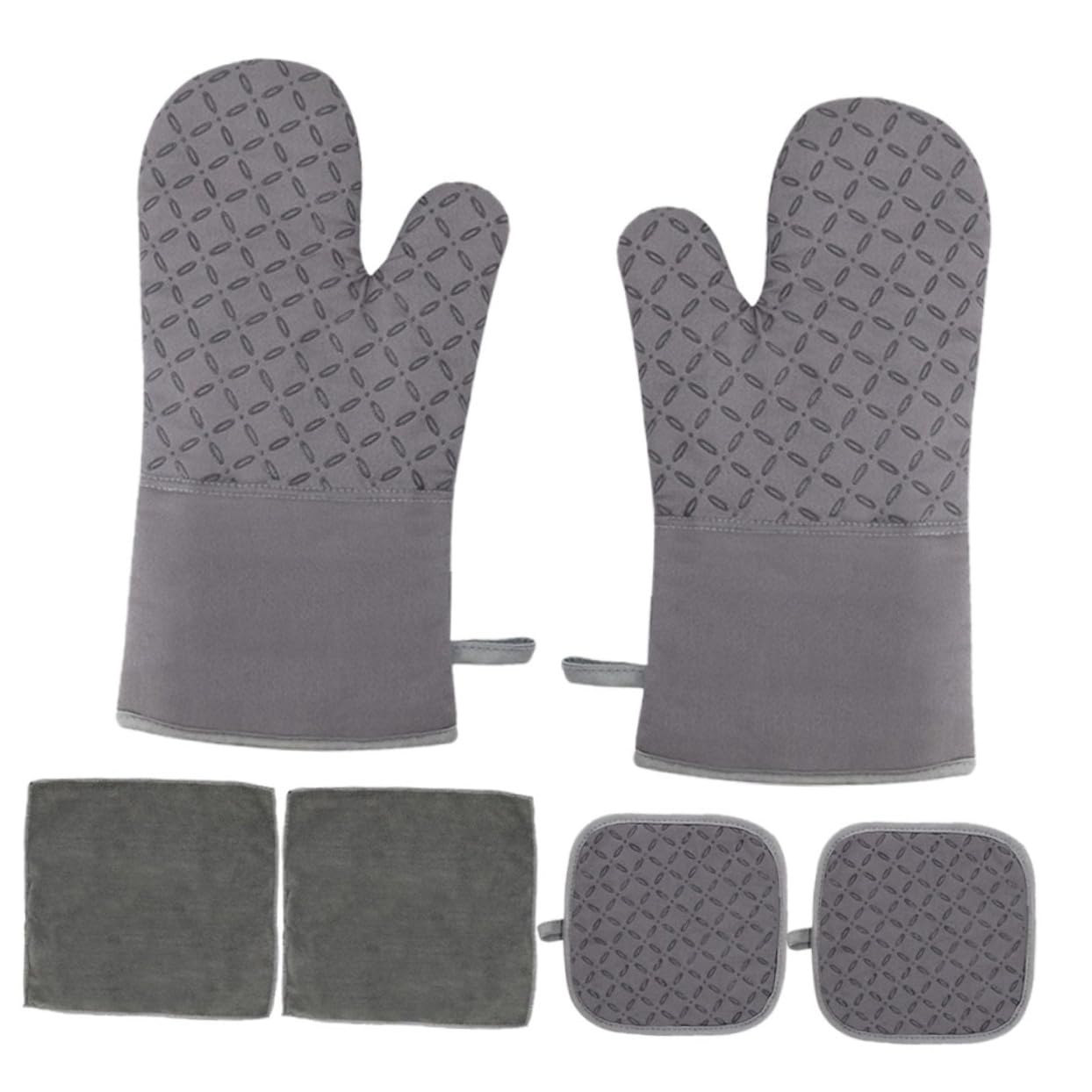 Ofenhandschuhe Hitzebeständig und Topflappen Wärmeisolierende Küchenhandschuhe aus Silikon rutschfeste Kochutensilien