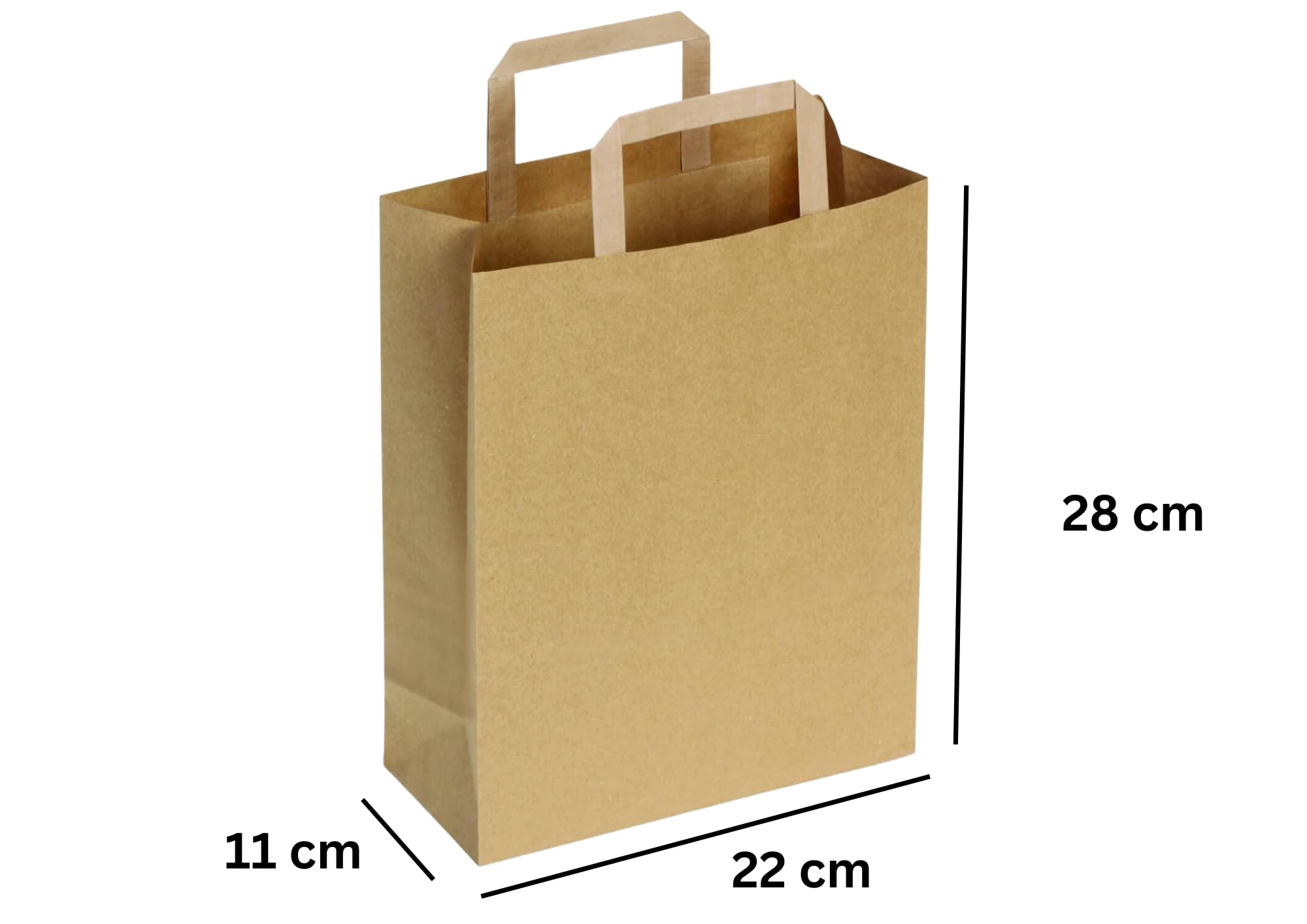300 Papiertüten 22 x 11 x 28 cm I Umweltschonende Papier Tragetaschen klein Geschenktüten Papiertragetaschen biologisch abbaubar, kompostierbar I braune Papier Tüten
