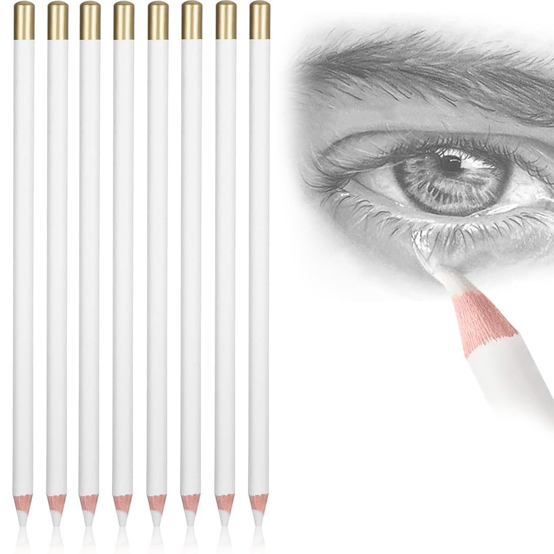 8 Pezzi di Bianco Gomma Matita Morbido Facile da Trasportare e Tenere in Mano Gomma Penna per Artista con Precisione per Schizzi, Illustrazioni Disegni a Carbone per Artisti e Principianti