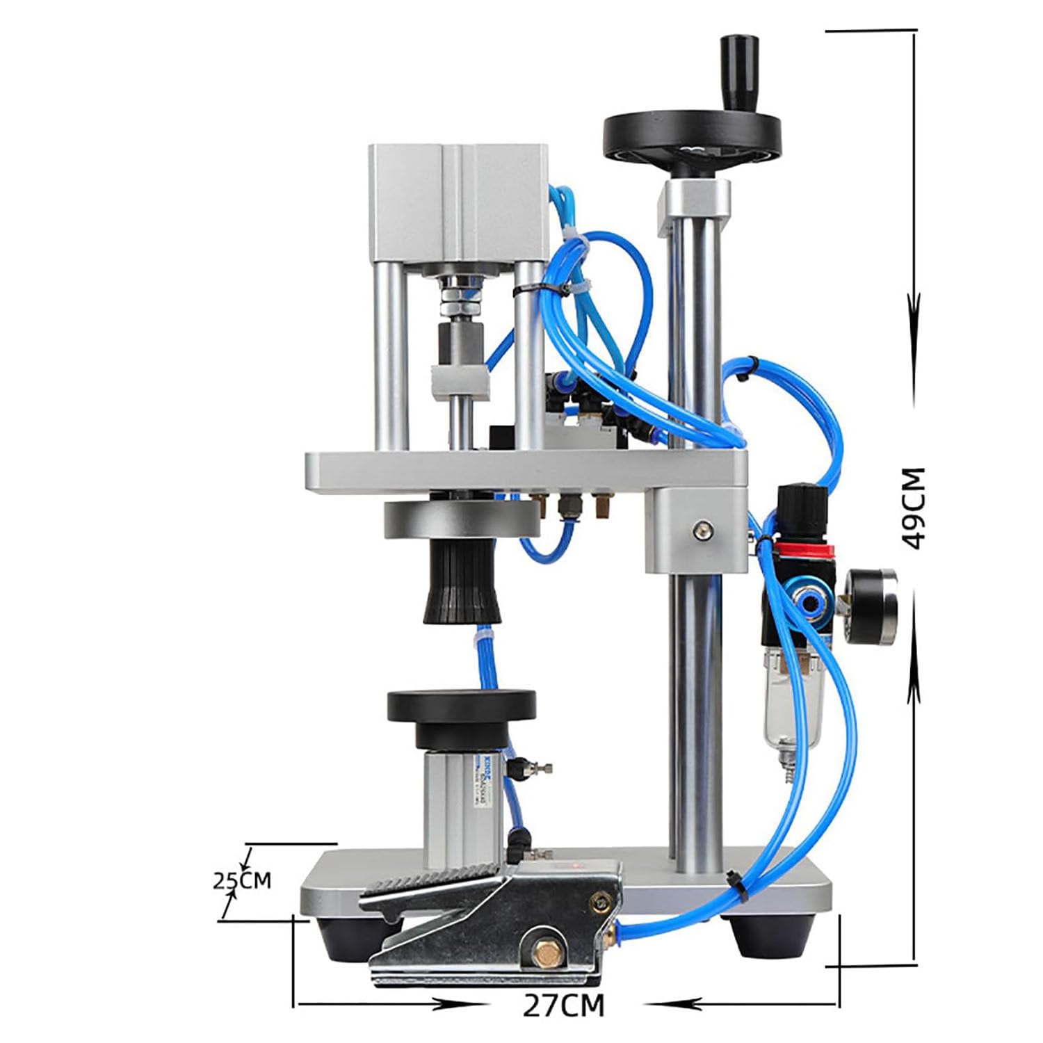 Máquina prensadora neumática de viales, sellado semiautomático con interruptor de pie, altura ajustable, alta eficiencia para sellado de aluminio y plástico (20 mm)
