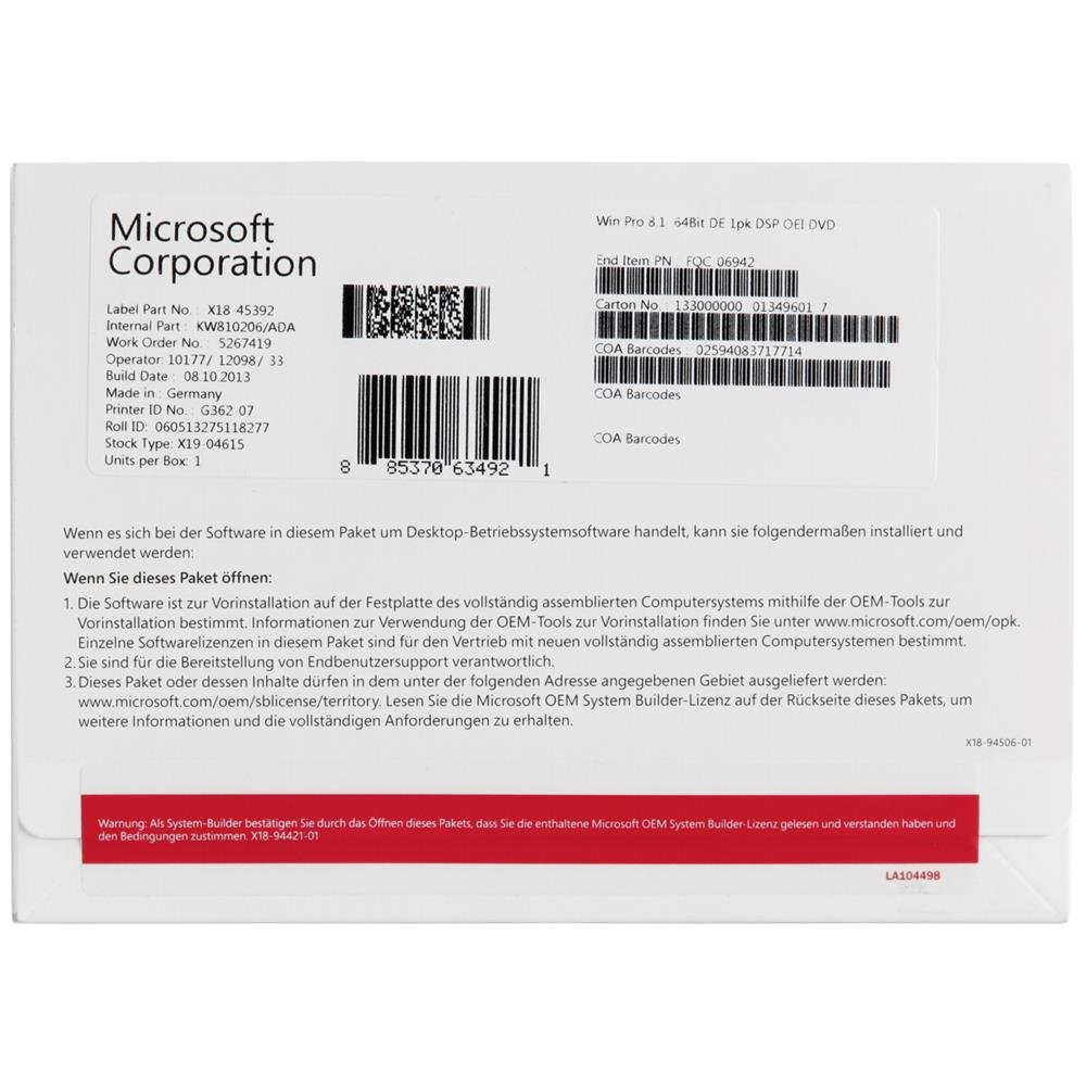 Microsoft Software Windows 8.1 Pro