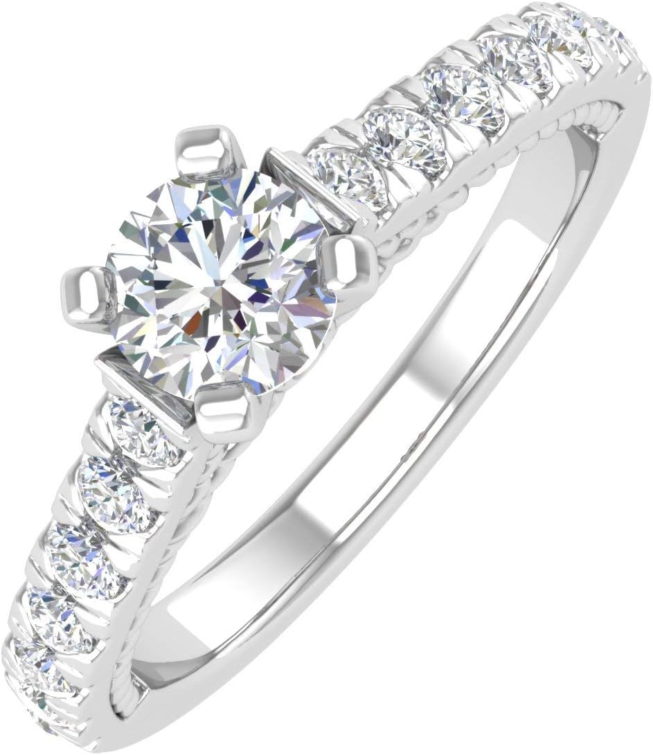 1 Carat Diamond Engagement Ring in 14K Solid Gold - IGI Certified (I1-I2 Clarity)