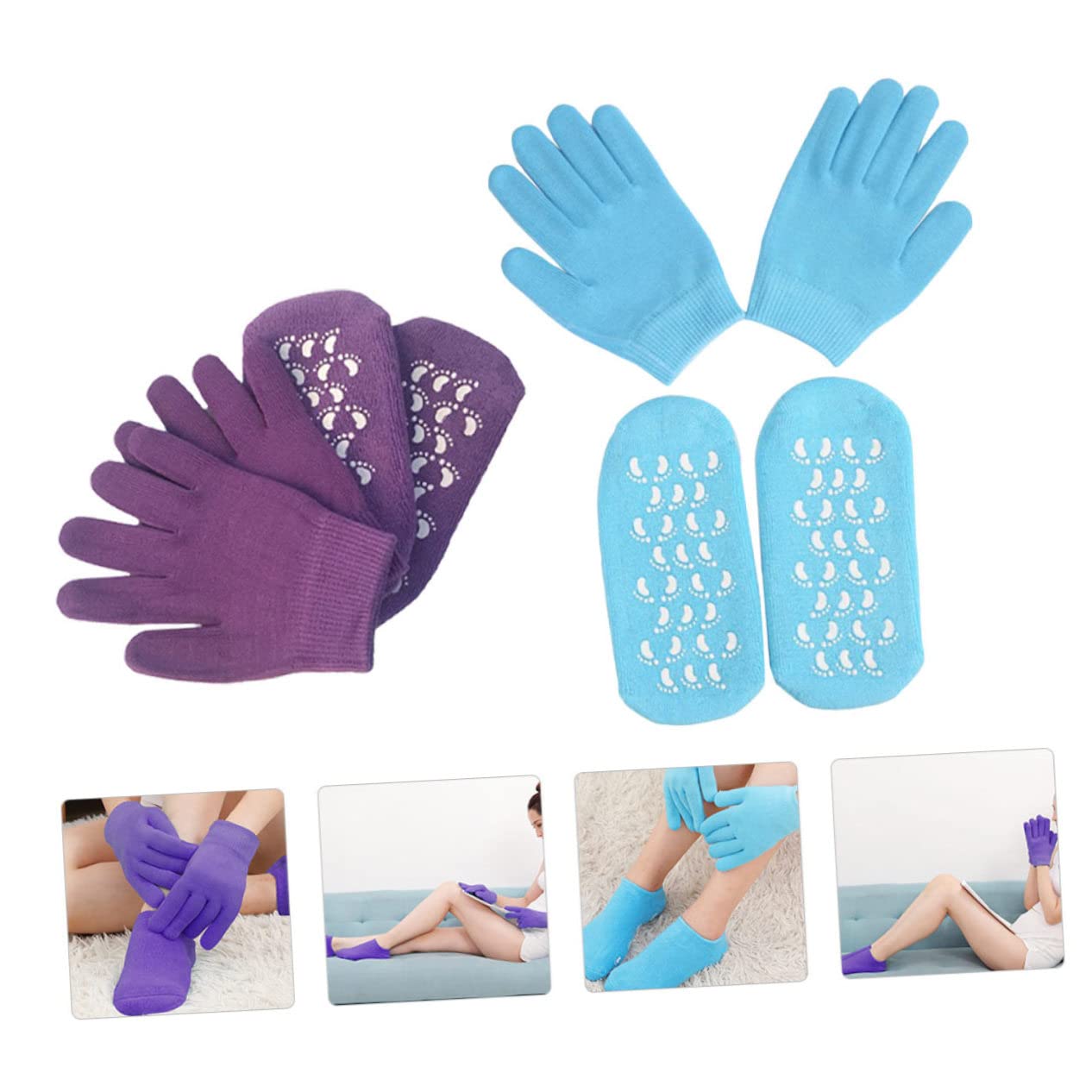 SHERCHPRY Feuchtigkeitsspendende Gel Socken Handschuhe 2 Stück zur Pflege Trockener Haut