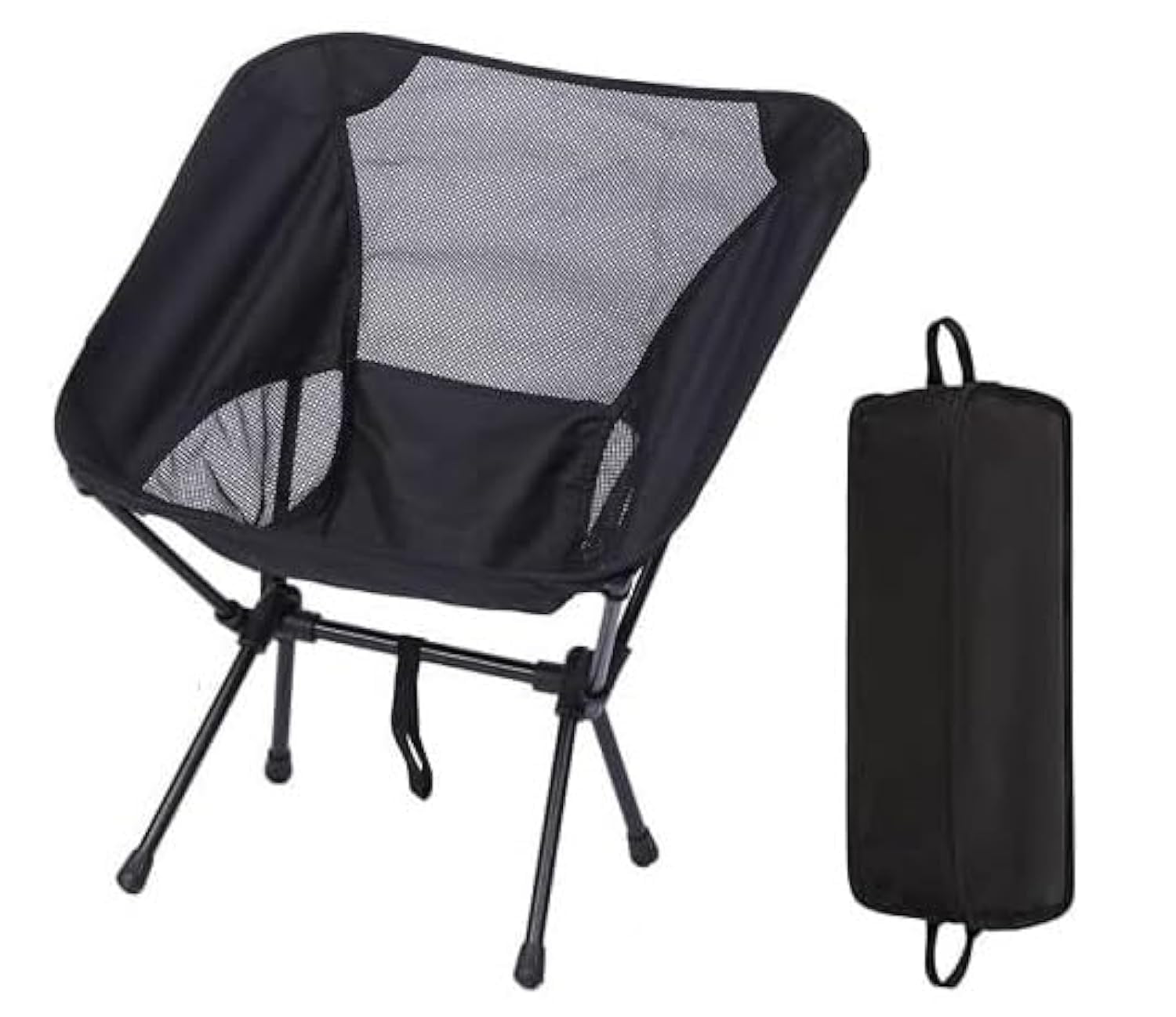 TAPIT Portable Folding Camping Chair with Carrying Bag Ultralight Foldable Camping Beach Chairs Folding Lawn Chairs for Outdoor Camping Travel Beach Picnic Travel Hiking (Black Small Size)