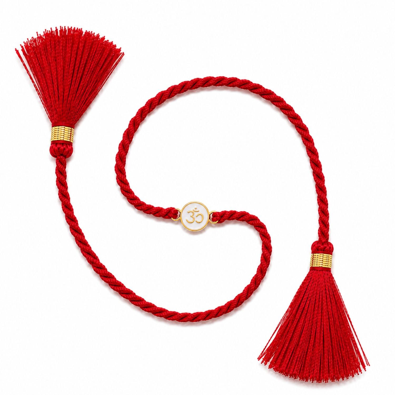 925 Sterling Silver Premium Om Symbol Rakhi for Brother | Handmade Adjustable Red Thread Bracelet with Gold-Tone Round Om Charm | Traditional Raksha Bandhan Gift for Bhai-image-47