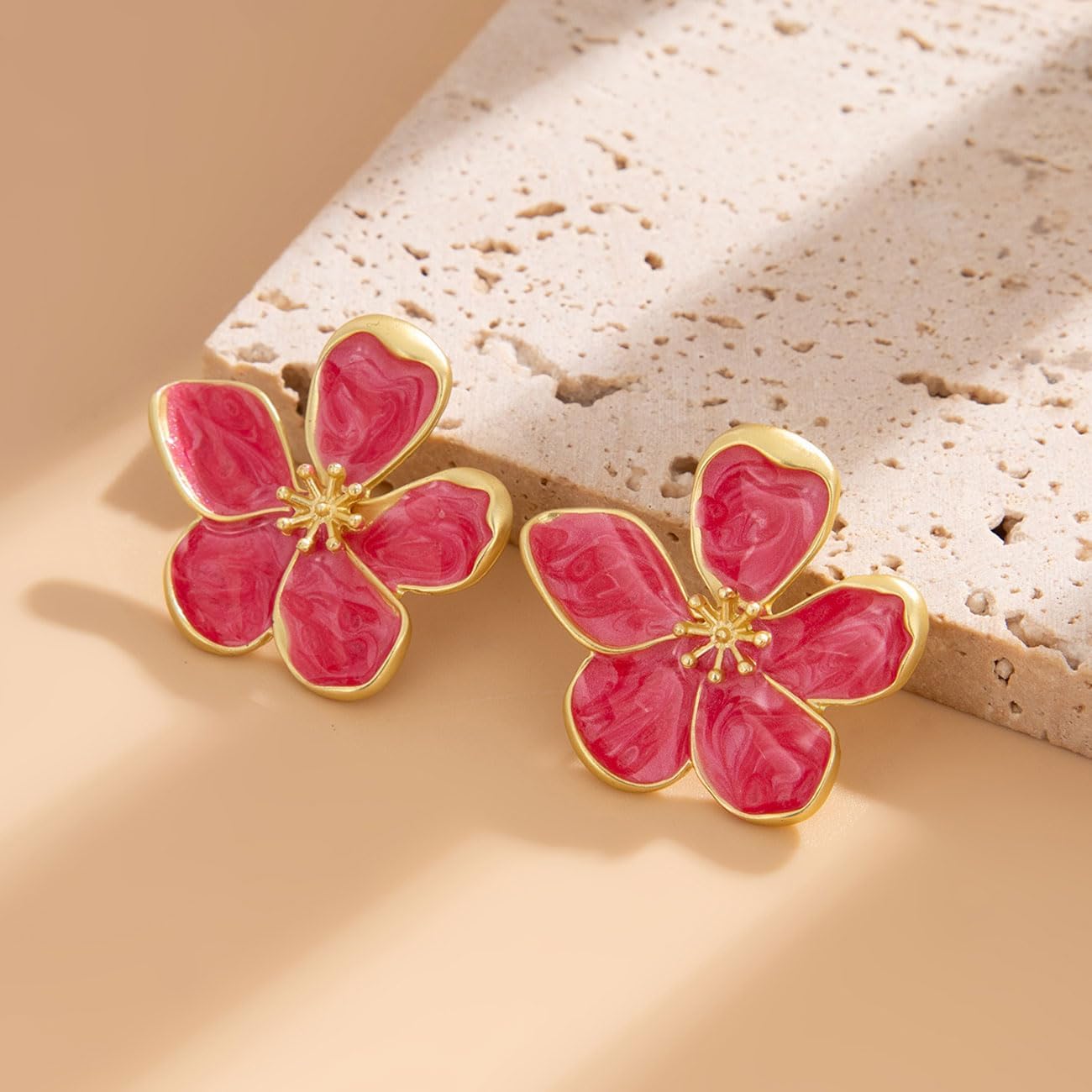 Flower Earrings for Women Gold White Blue Pink Floral Stud Earrings Flower Statement Earring Vintage Floral Earring Jewelry for Women - Image 5