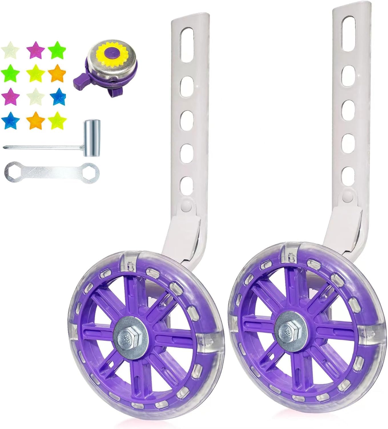 Photo 1 of DDJKCZ Training Wheels Flash Mute Wheel Bicycle Compatible for Bikes of 12 14 16 18 20 Inch (violet)
