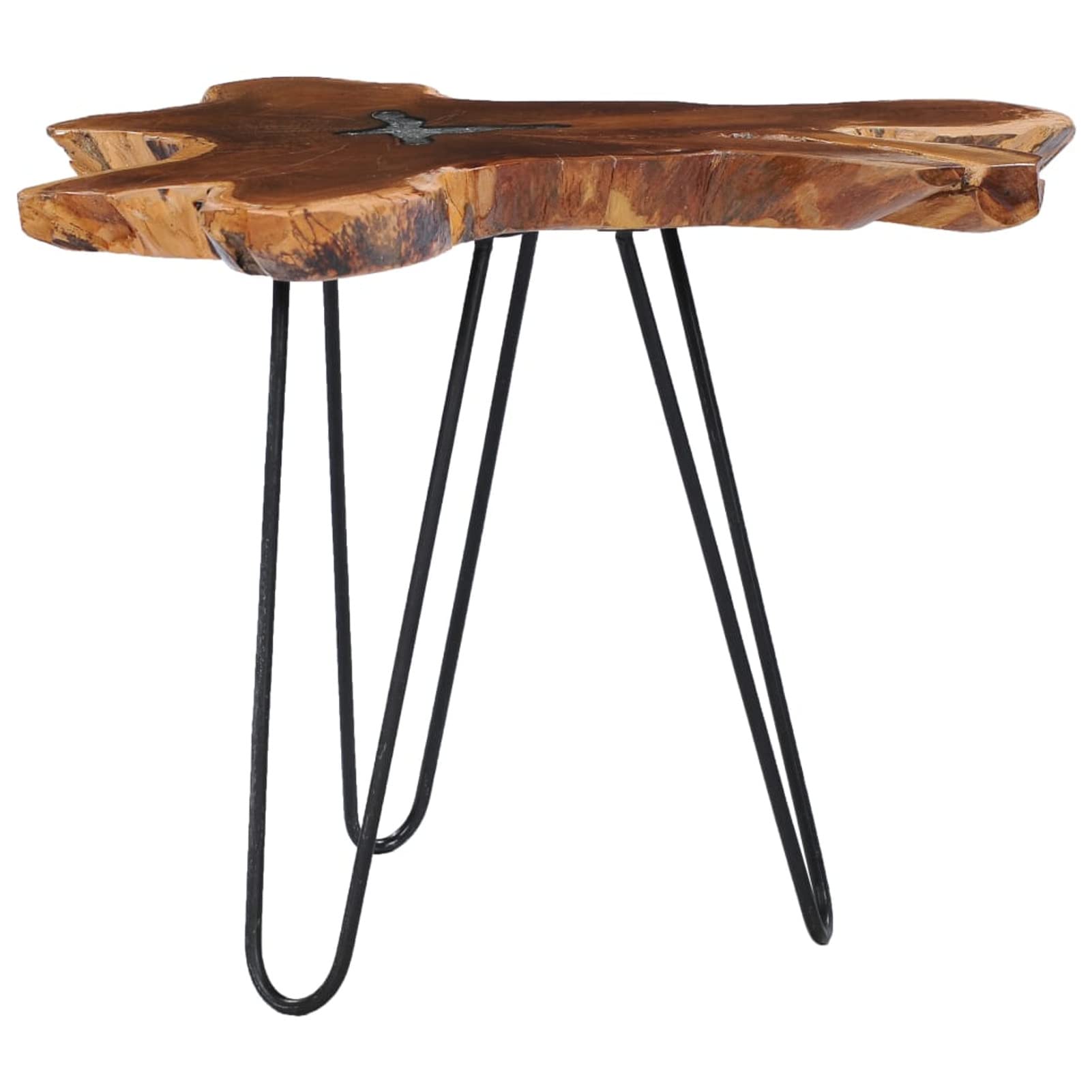 Homgoday Table basse 70 x 45 cm en bois de teck massif et polyrésine, table d'appoint pour canapé, table d'appoint pour salon, salle de réception d'invités, chambre à coucher et mobilier de bureau
